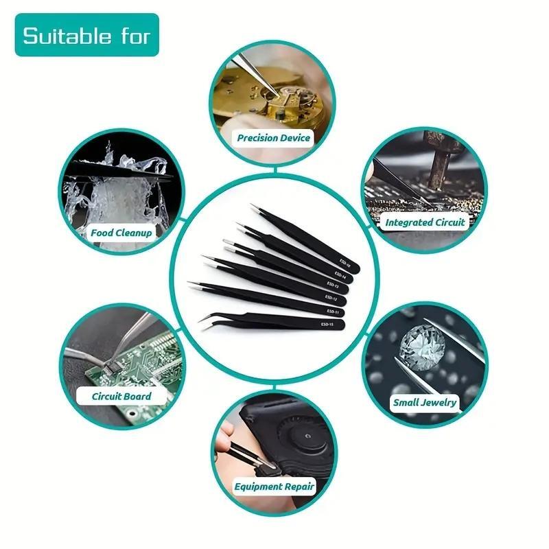 6pcs Precision Long Tweezers S - Electronics Repair Tools review and price